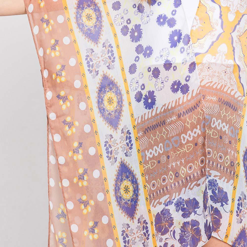 Taupe Abstract Paisley Flower Print Kimono Poncho - Jewelry Store by Erik Rayo