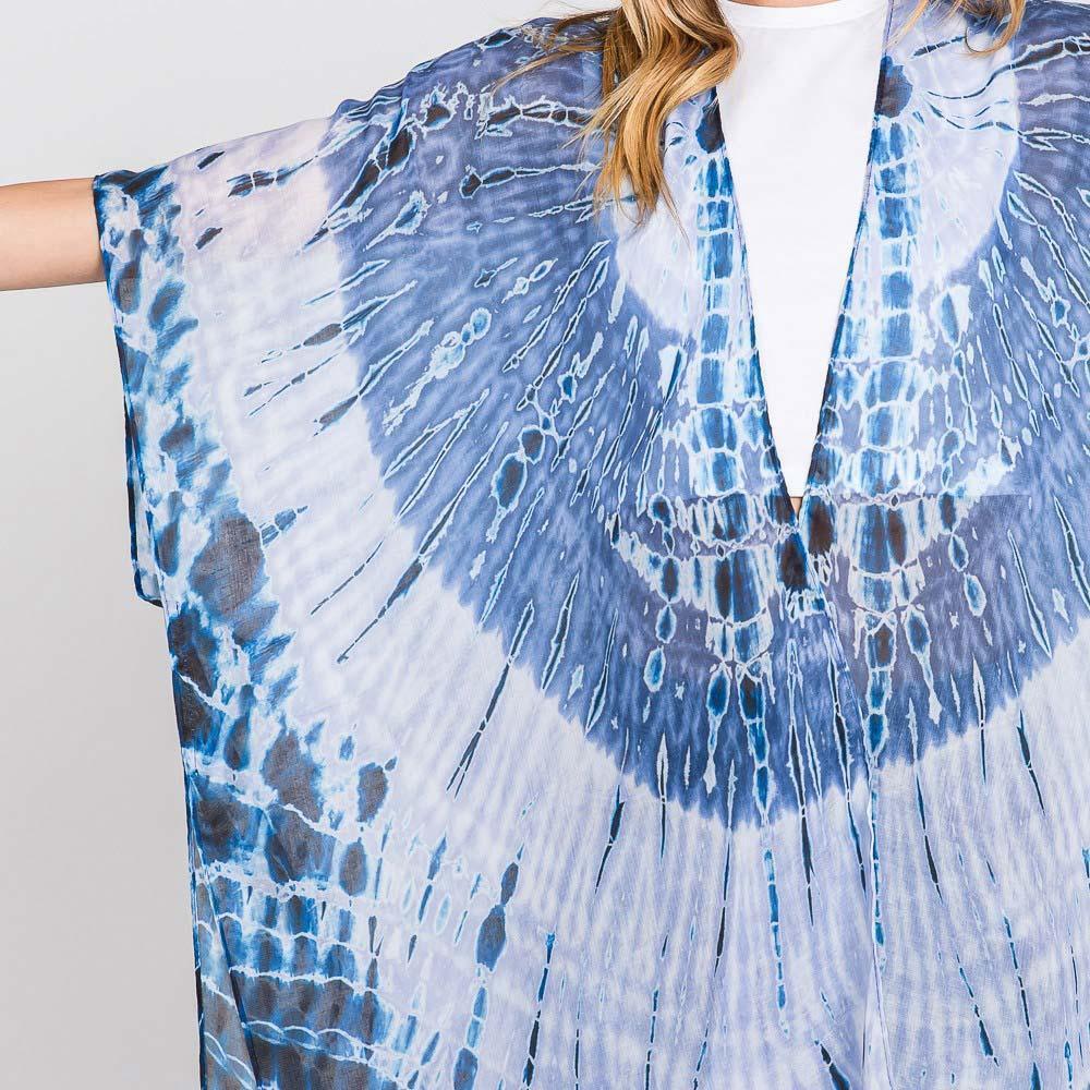 Blue Tie Dye Print Kimono Poncho - Jewelry Store by Erik Rayo