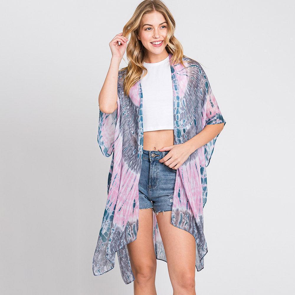 Pink Tie Dye Print Kimono Poncho - Jewelry Store by Erik Rayo