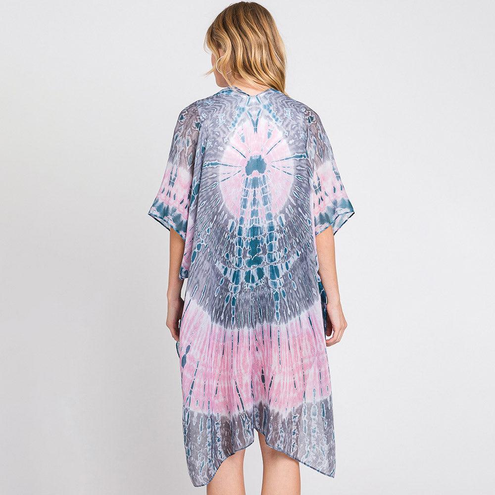 Pink Tie Dye Print Kimono Poncho - Jewelry Store by Erik Rayo