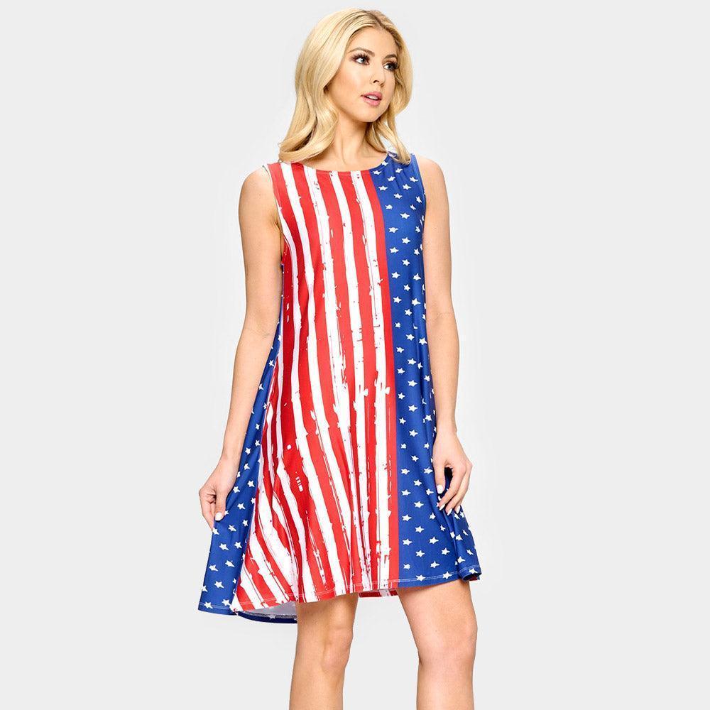 American USA Flag A-Line Dress - Jewelry Store by Erik Rayo