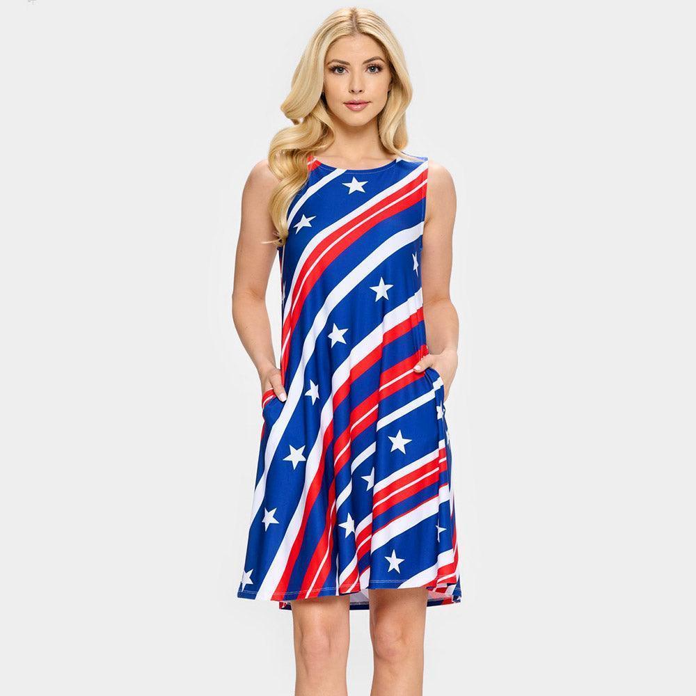 American USA Flag A-Line Dress - Jewelry Store by Erik Rayo