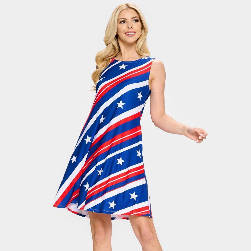 American USA Flag A-Line Dress - Jewelry Store by Erik Rayo