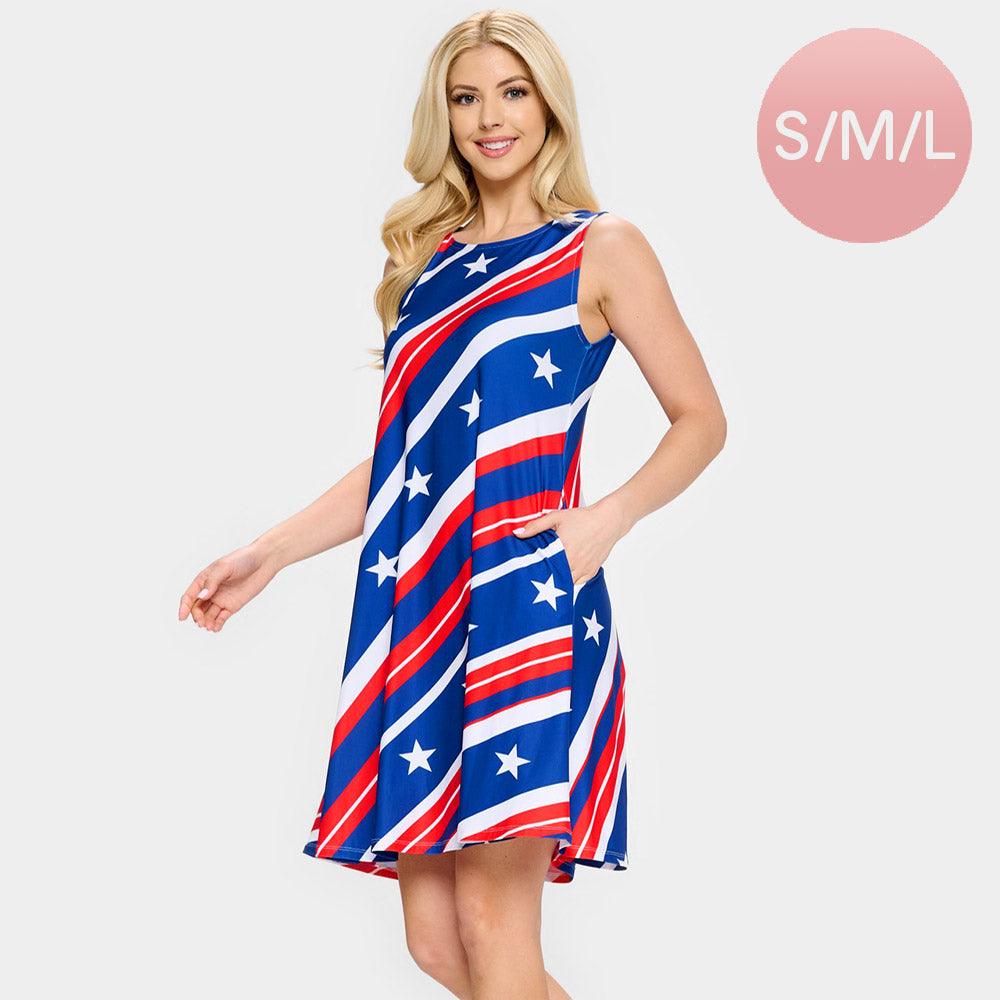 American USA Flag A-Line Dress