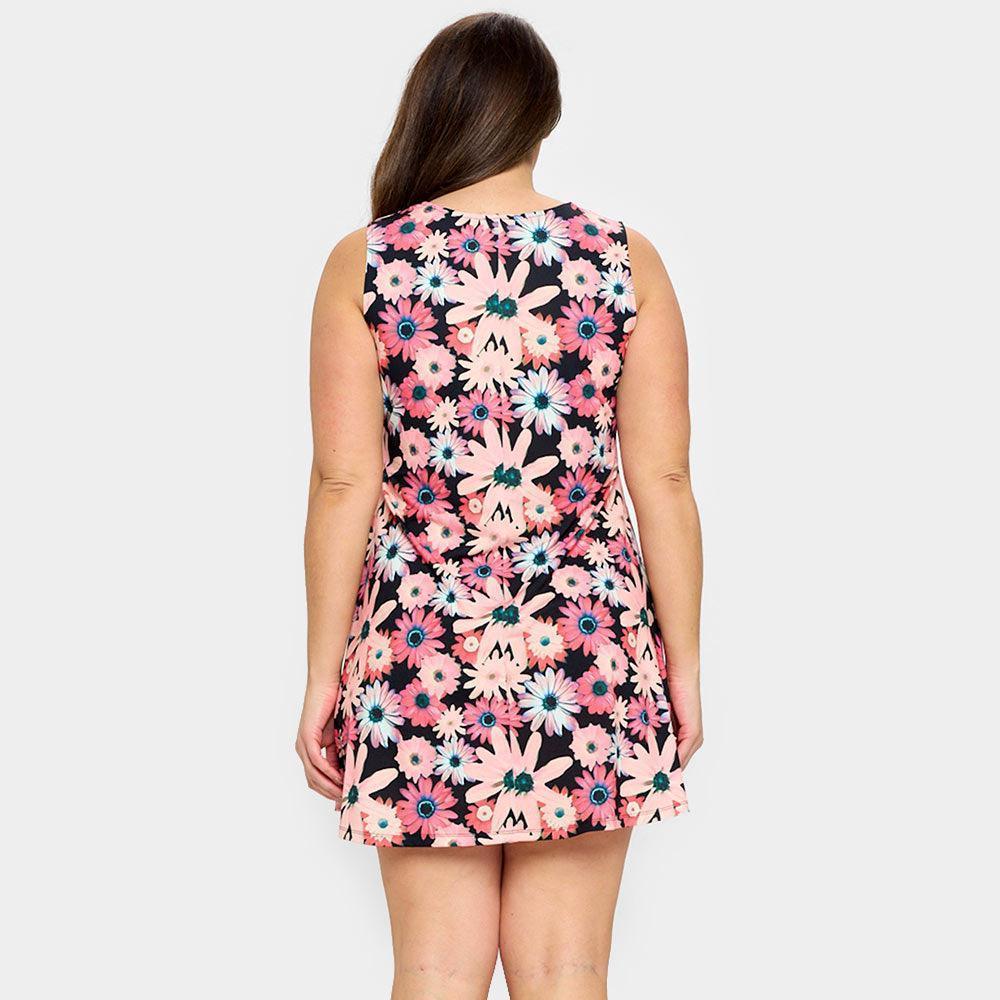 Pink Bloom Flower Patterned A-Line Dress - Jewelry Store by Erik Rayo