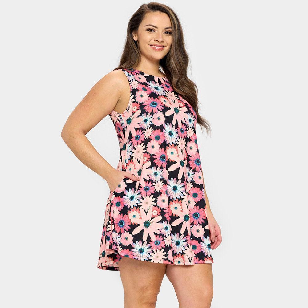 Pink Bloom Flower Patterned A-Line Dress - Jewelry Store by Erik Rayo