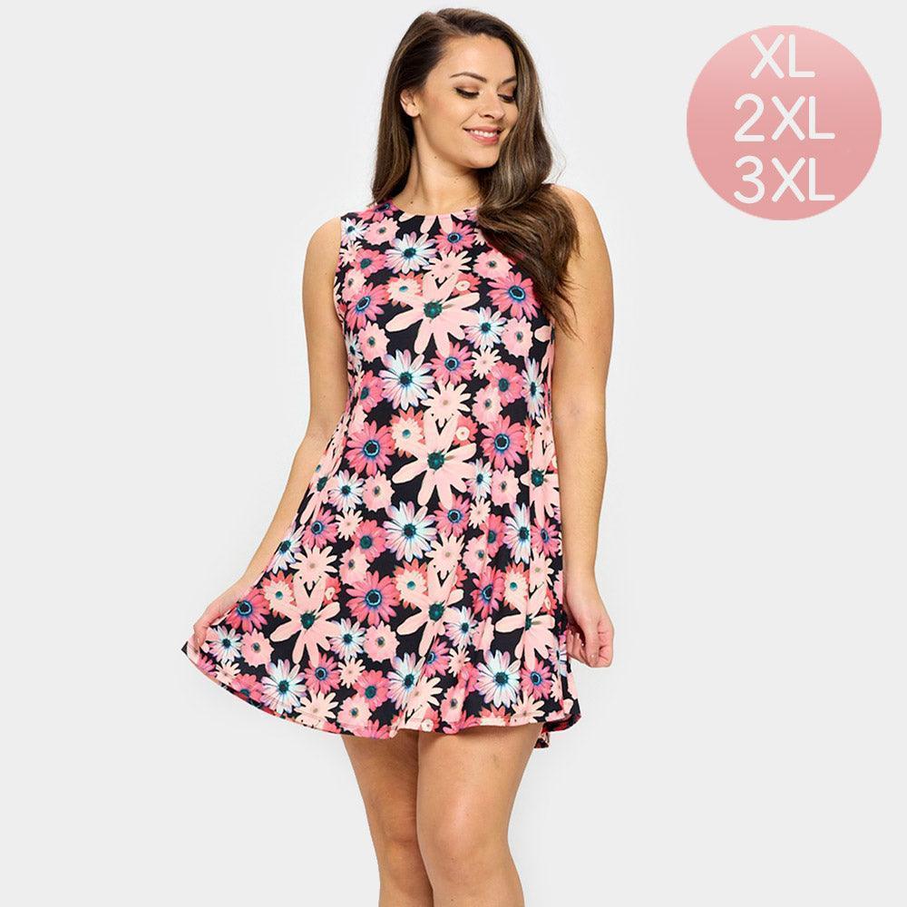 Pink Bloom Flower Patterned A-Line Dress - Jewelry Store by Erik Rayo