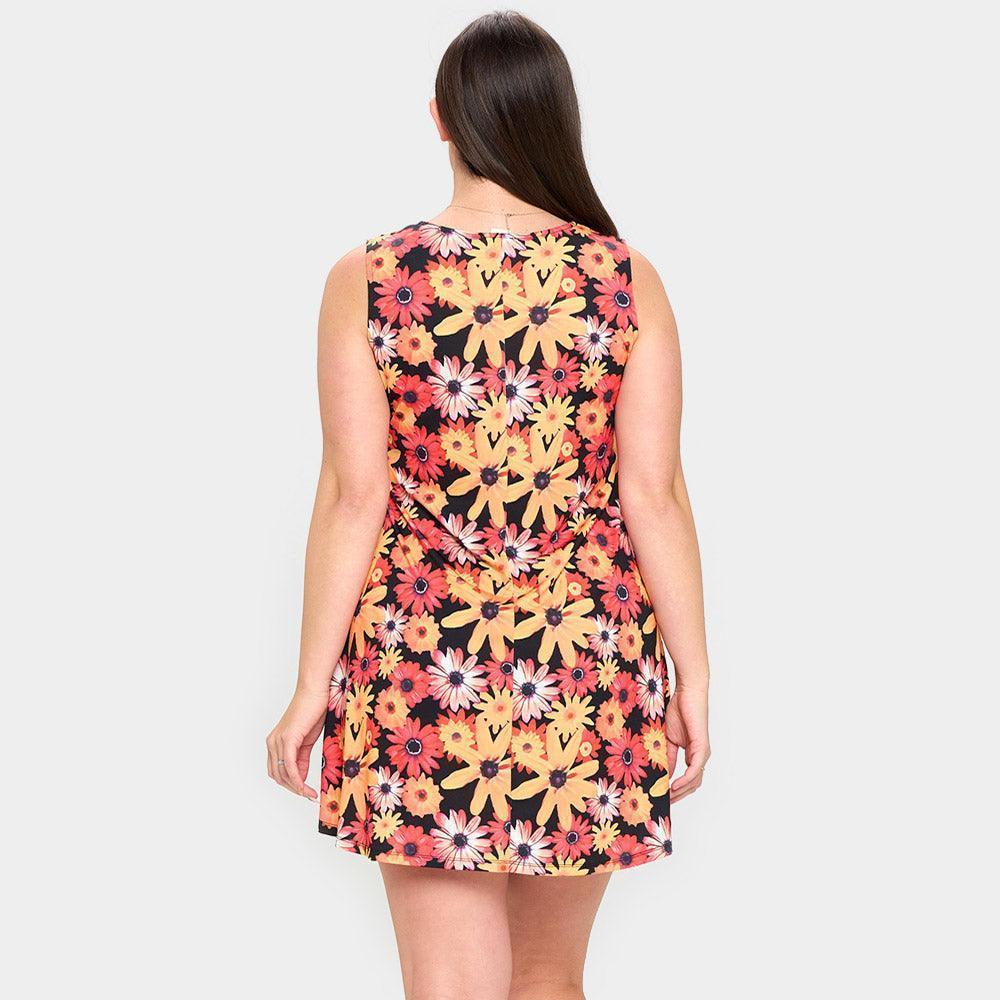 Yellow Bloom Flower Patterned A-Line Dress - Jewelry Store by Erik Rayo
