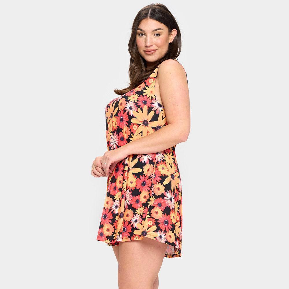 Yellow Bloom Flower Patterned A-Line Dress - Jewelry Store by Erik Rayo