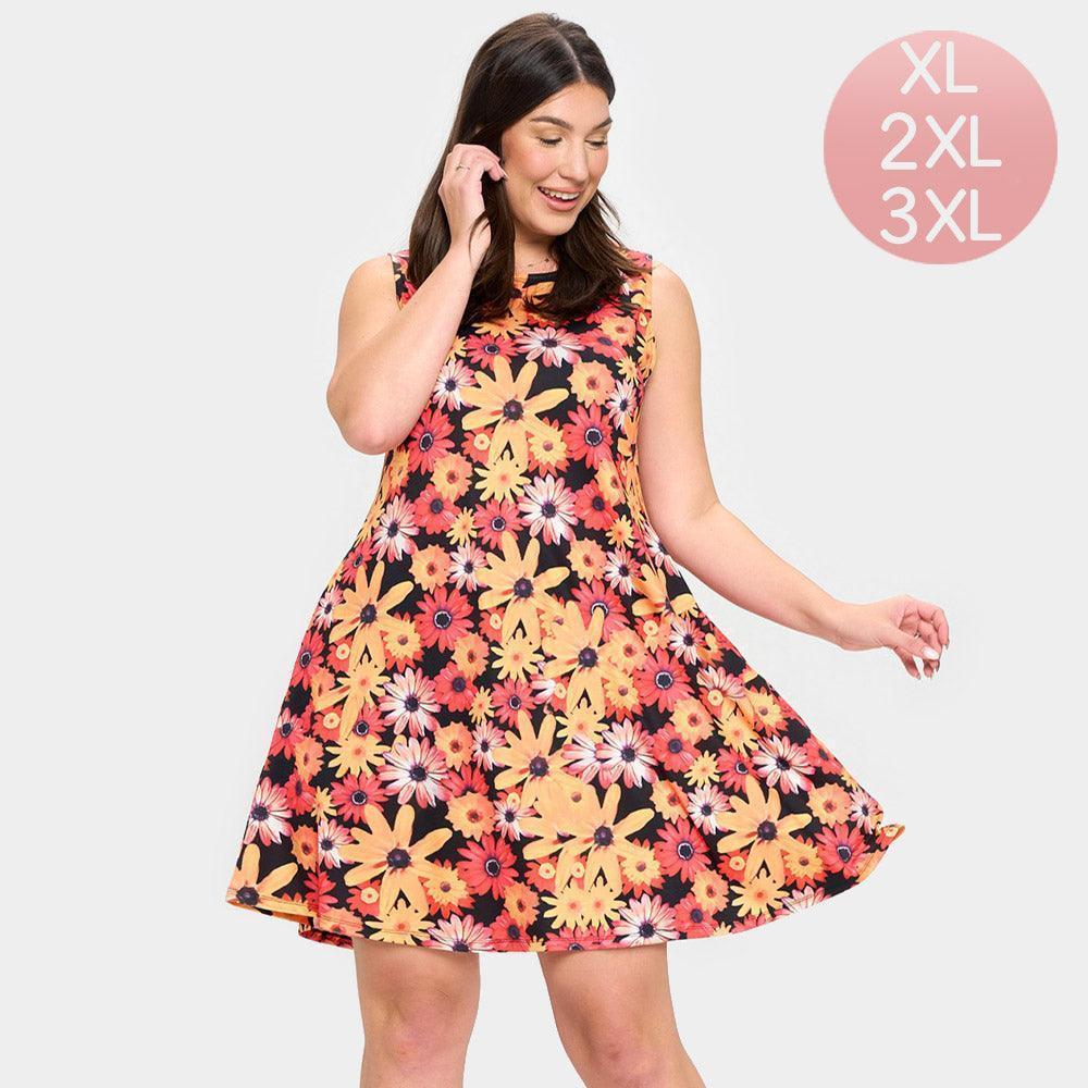 Yellow Bloom Flower Patterned A-Line Dress - Jewelry Store by Erik Rayo