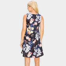 Load image into Gallery viewer, Black Flower Patterned A-Line Dress
