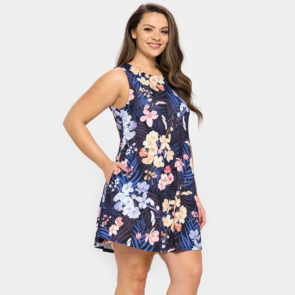 Black Flower Patterned A-Line Dress - Jewelry Store by Erik Rayo