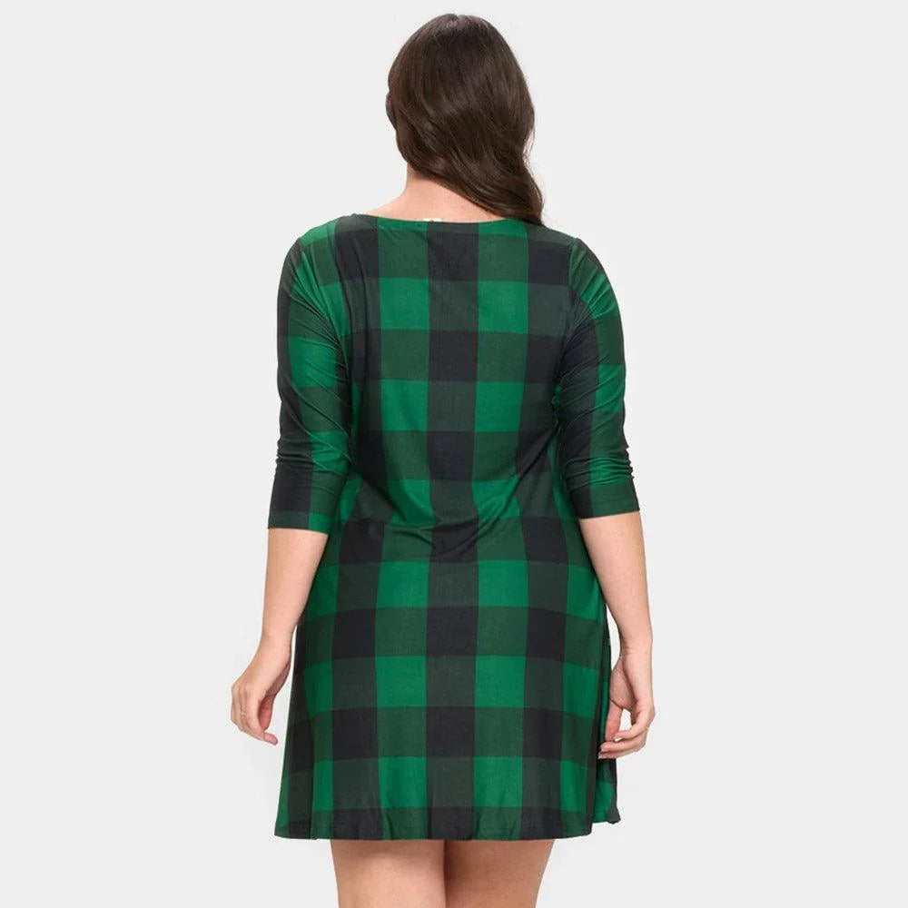 Green Christmas Plaid Check A-Line Dress - Jewelry Store by Erik Rayo