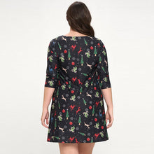 Load image into Gallery viewer, Black Night Before Christmas Printed A-Line Dress
