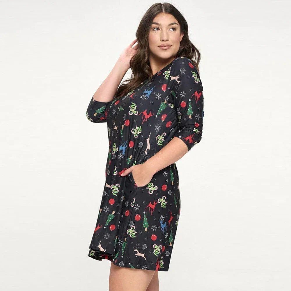 Black Night Before Christmas Printed A-Line Dress - Jewelry Store by Erik Rayo