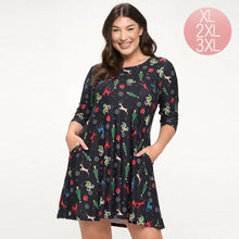 Load image into Gallery viewer, Black Night Before Christmas Printed A-Line Dress
