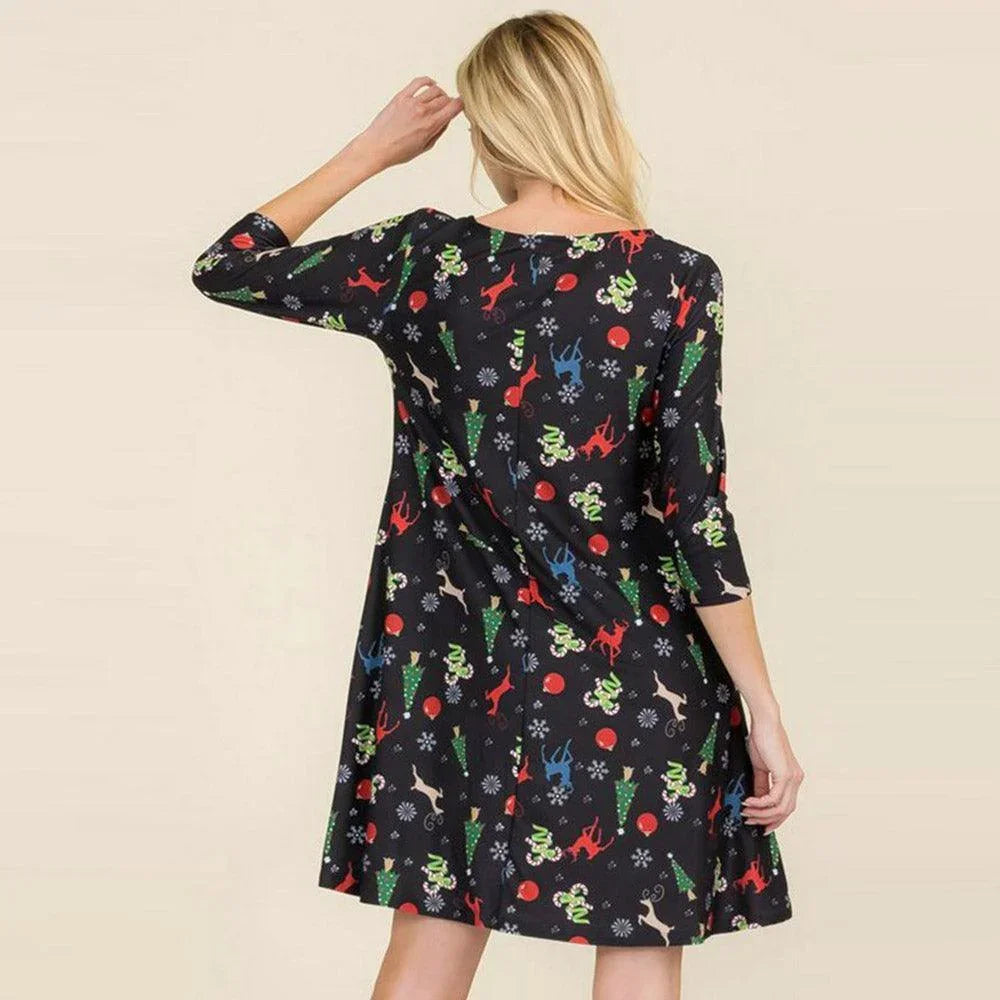 Black Night Before Christmas Printed A-Line Dress - Jewelry Store by Erik Rayo