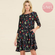 Load image into Gallery viewer, Black Night Before Christmas Printed A-Line Dress
