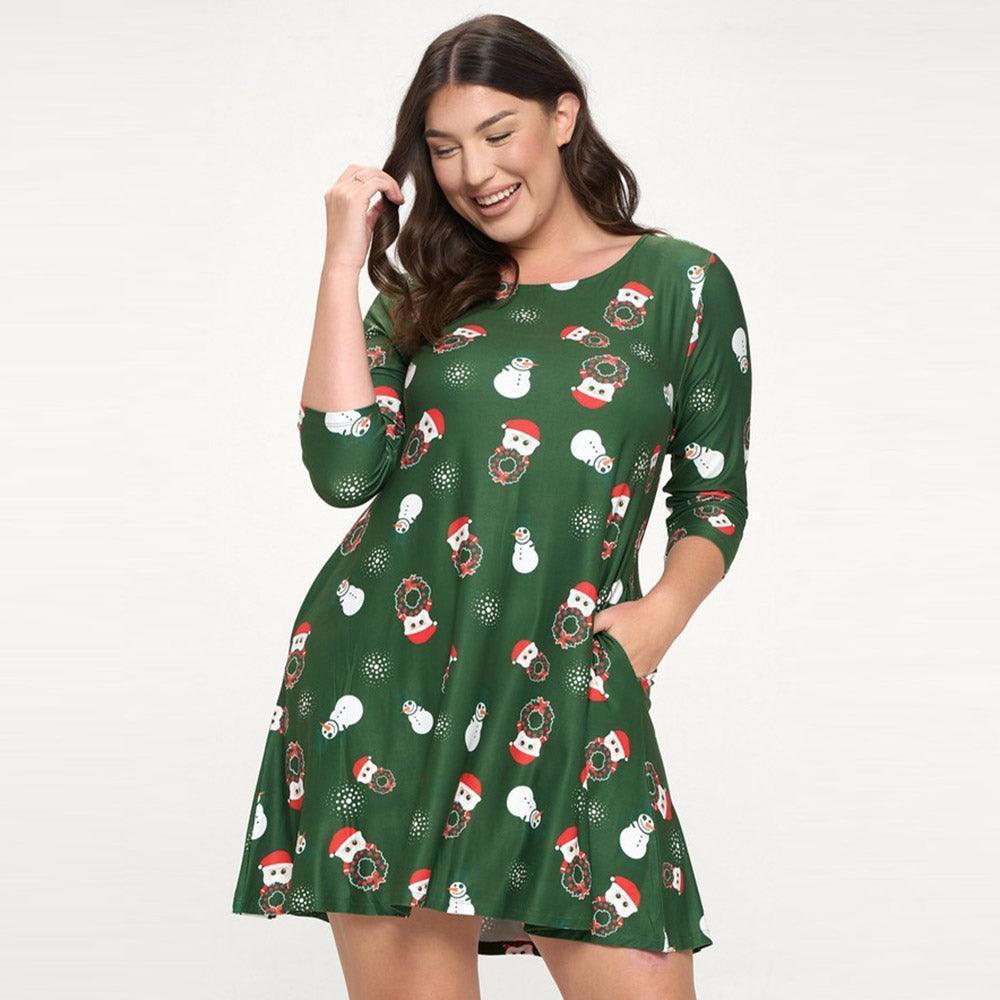 Green Night Before Christmas Printed A-Line Dress - Jewelry Store by Erik Rayo