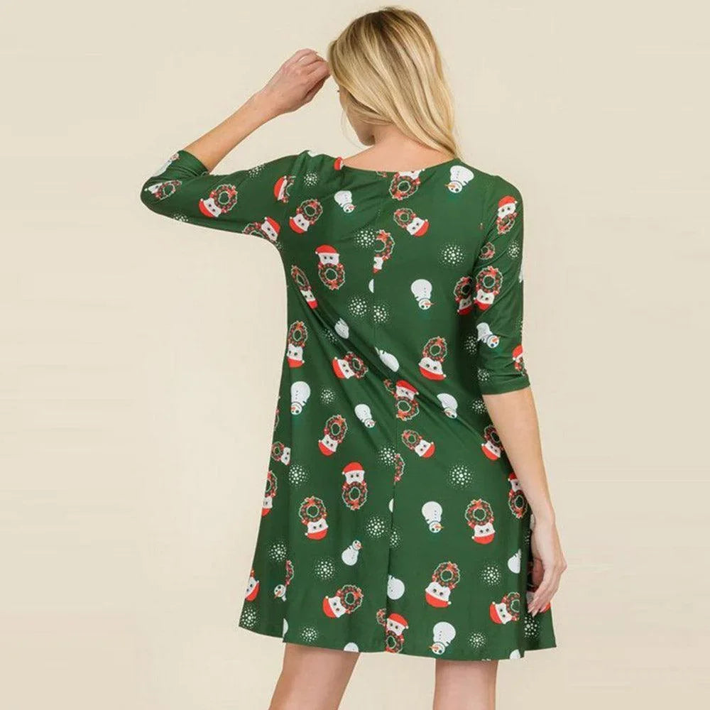 Green Night Before Christmas Printed A-Line Dress - Jewelry Store by Erik Rayo