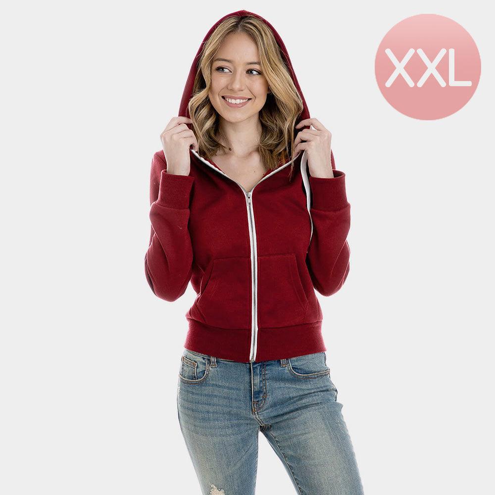 Burgundy Burgundy Zip Up Hoodies Sweater