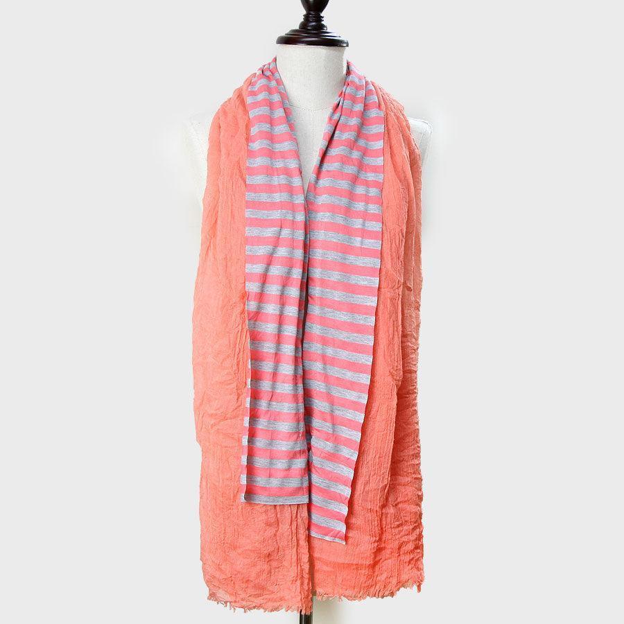 Coral Crinkly Striped Polyester Scarf - Jewelry Store by Erik Rayo