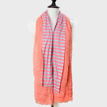 Load image into Gallery viewer, Coral Crinkly Striped Polyester Scarf
