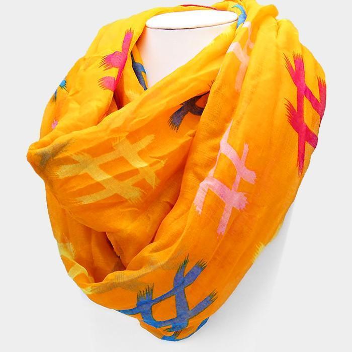 Orange Pound Sign Print Infinity Scarf - Jewelry Store by Erik Rayo
