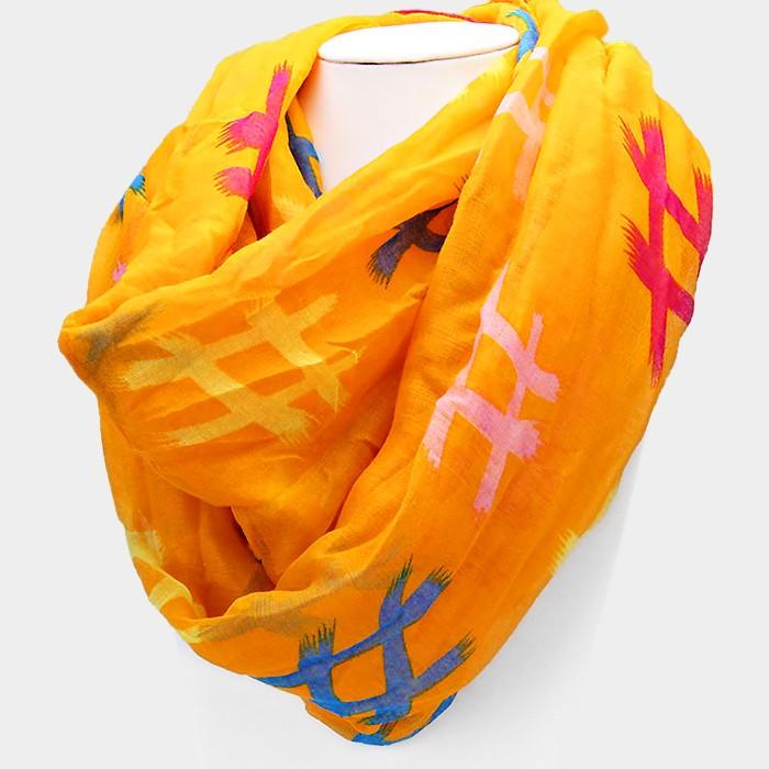 Orange Pound Sign Print Infinity Scarf