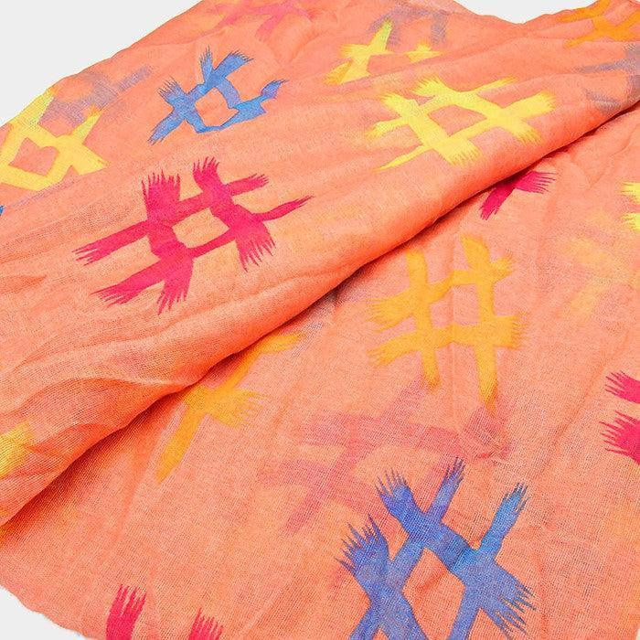 Peach Pound Sign Print Infinity Scarf - Jewelry Store by Erik Rayo