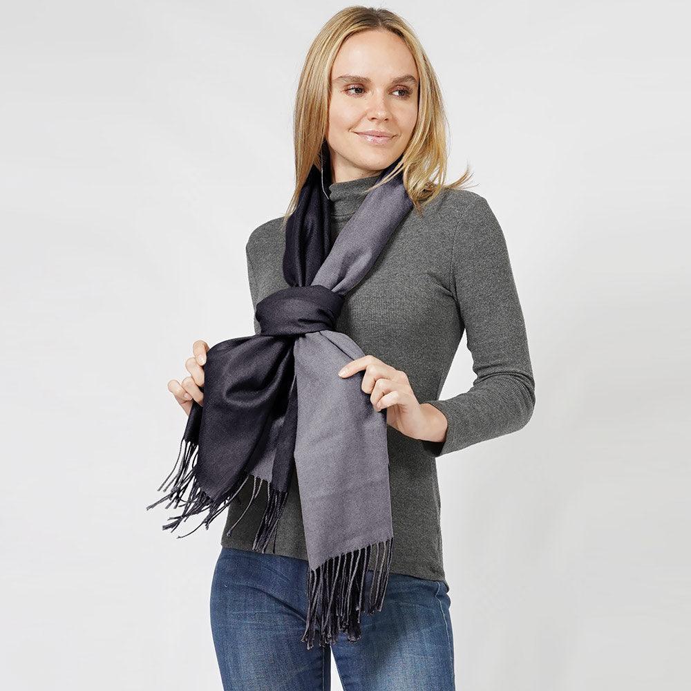 Black Reversible Solid Shawl Oblong Scarf - Jewelry Store by Erik Rayo