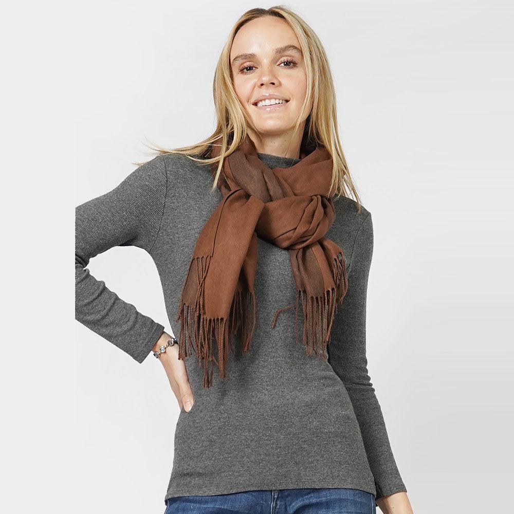 Brown Reversible Solid Shawl Oblong Scarf - Jewelry Store by Erik Rayo