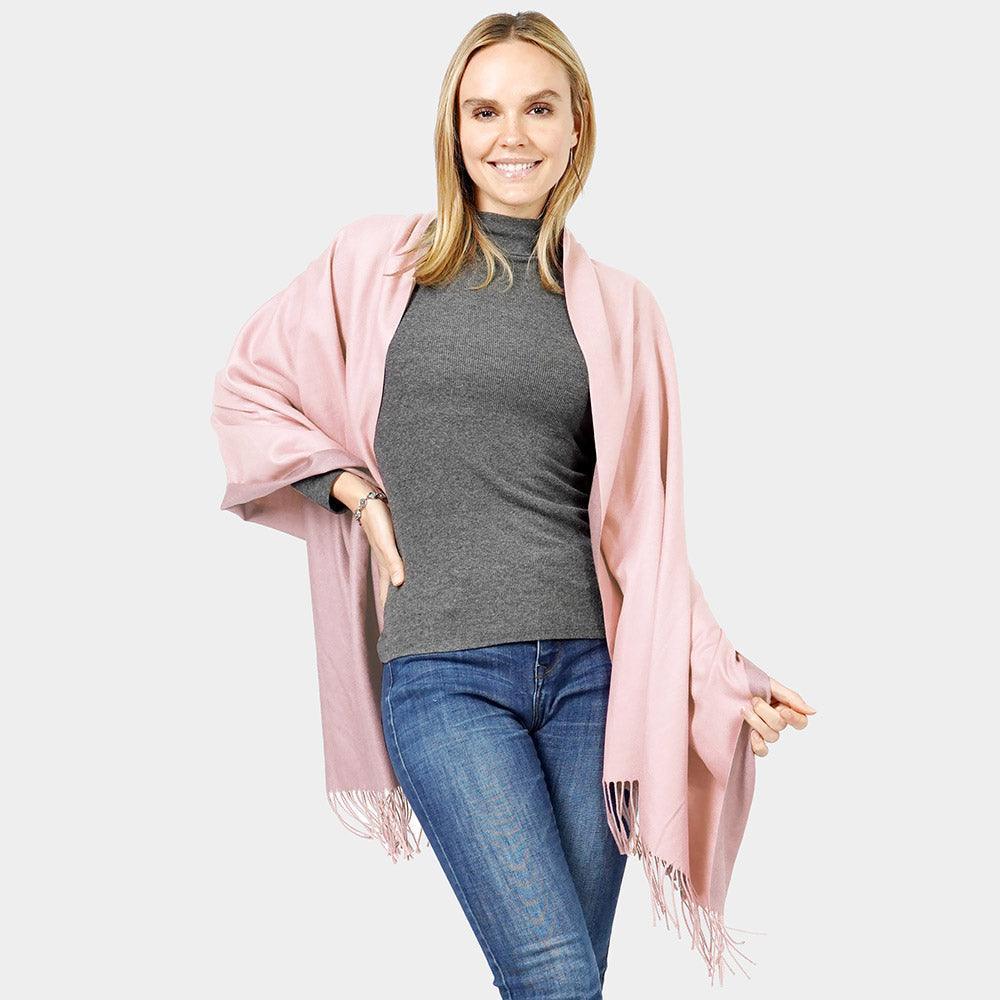 Pink Reversible Solid Shawl Oblong Scarf - Jewelry Store by Erik Rayo
