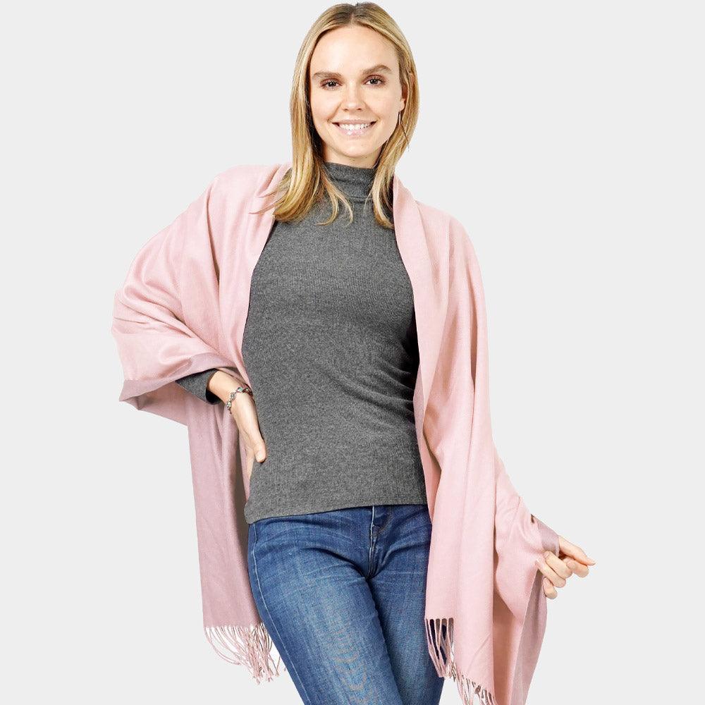 Pink Reversible Solid Shawl Oblong Scarf - Jewelry Store by Erik Rayo