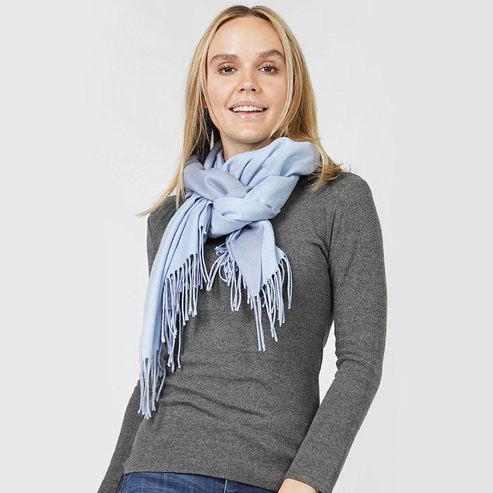 Blue Reversible Solid Shawl Oblong Scarf - Jewelry Store by Erik Rayo