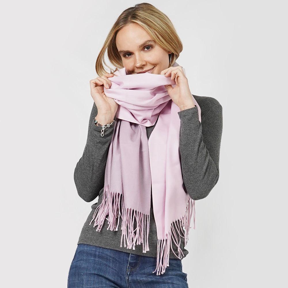 Pink Reversible Solid Shawl Oblong Scarf