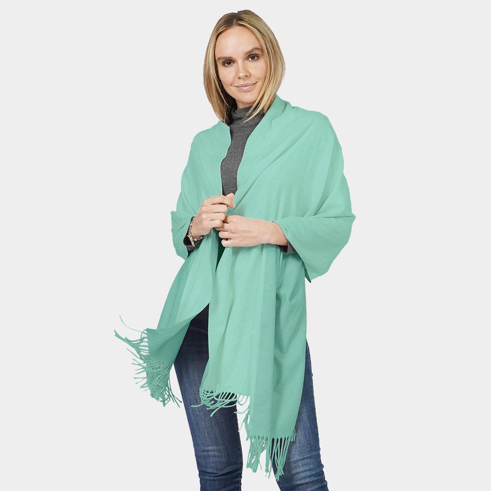 Mint Reversible Solid Shawl Oblong Scarf - Jewelry Store by Erik Rayo