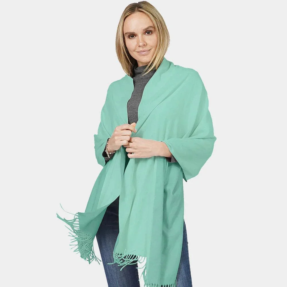 Mint Reversible Solid Shawl Oblong Scarf - Jewelry Store by Erik Rayo
