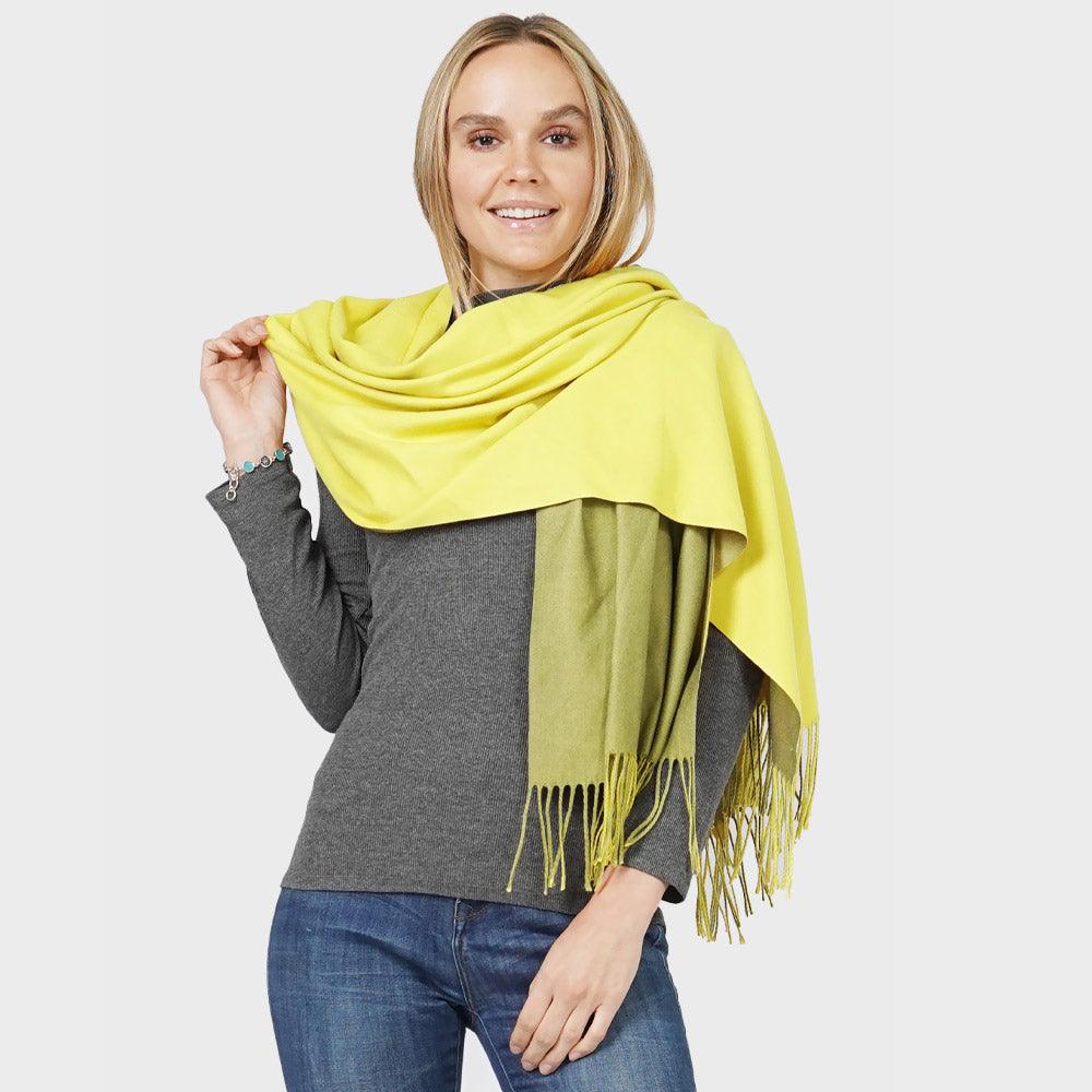 Yellow Reversible Solid Shawl Oblong Scarf