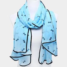 Load image into Gallery viewer, Aqua Bow print scarf
