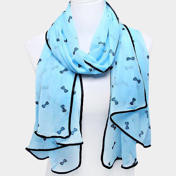 Aqua Bow print scarf