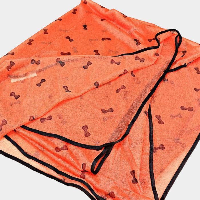 Orange Bow print scarf - Jewelry Store by Erik Rayo