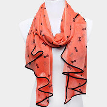 Load image into Gallery viewer, Orange Bow print scarf
