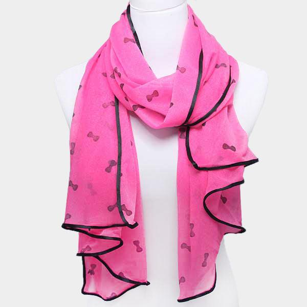 Fuchsia Bow print scarf