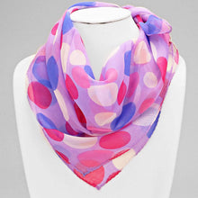 Load image into Gallery viewer, Lavender Polka Dot Patterned Silk Square Scarf
