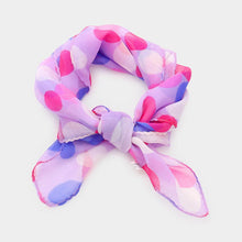 Load image into Gallery viewer, Lavender Polka Dot Patterned Silk Square Scarf
