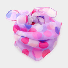 Load image into Gallery viewer, Lavender Polka Dot Patterned Silk Square Scarf
