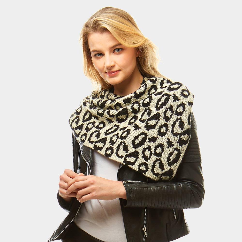 Ivory Leopard Print Tube Scarf - Jewelry Store by Erik Rayo