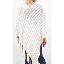 Load image into Gallery viewer, Ivory Stripe Textured Knit Poncho
