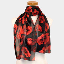 Load image into Gallery viewer, Black 6PCS - Silk Feel Striped Flower Pattern Print Satin Scarf
